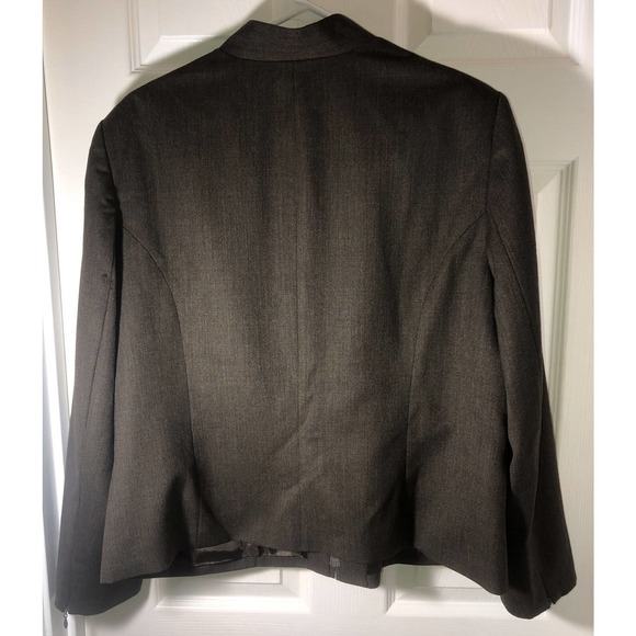 Pendleton Mock Neck Brown Lined Zip Blazer Jacket 100% Virgin Wool Size 16W - Picture 2 of 13